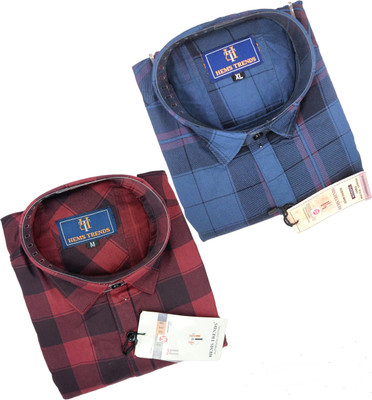 Hems trends Men Checkered Casual Multicolor Shirt(Pack of 2)