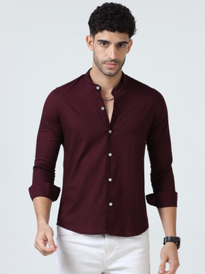 RESERIO Men Solid Casual Red Shirt