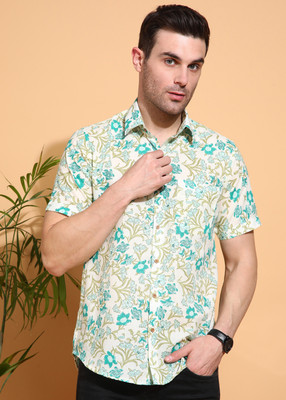 FUBAR Men Floral Print Casual Dark Green Shirt