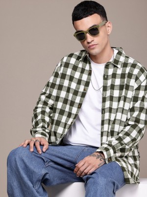 Roadster Men Checkered Casual Green, White Shirt