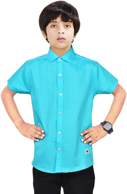 MADE IN THE SHADE Boys Solid Casual Light Blue Shirt