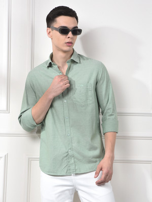 CRIMSOUNE CLUB Men Solid Casual Green Shirt