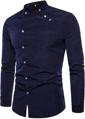 Qlonz Store Men Solid Casual Blue Shirt