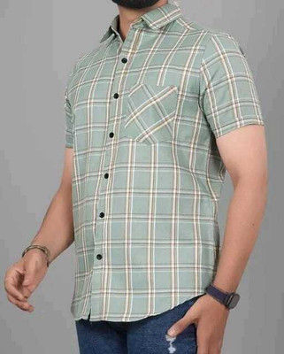 Hityani Men Striped Casual Green Shirt