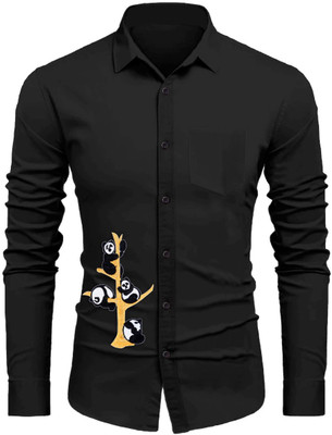 Sanskruti Men Embroidered Casual Black Shirt