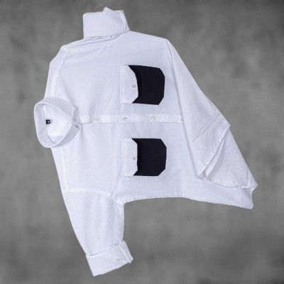 HEJAMAA CREATION Men Solid Casual White Shirt
