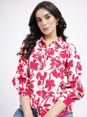Glitchez Women Printed Casual White Shirt