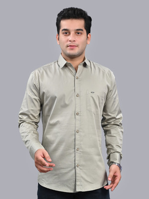 ZEE GOLD Men Solid Casual Light Green Shirt