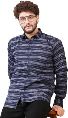 CIOFF CREATION Men Striped Casual Blue, Grey Shirt