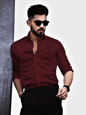 SHIV FASHION Men Solid Formal Maroon Shirt