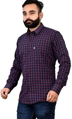 Shreyash Trend Men Solid Casual Dark Blue, White, Red Shirt