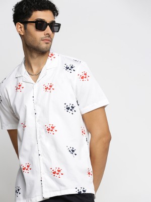 Showoff Men Printed Casual White, Red, Dark Blue Shirt