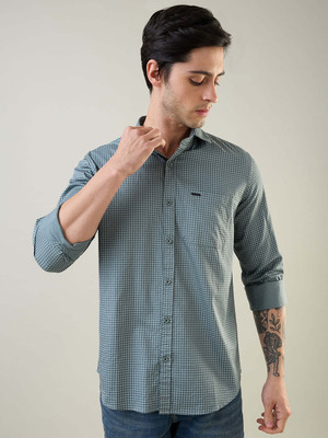 Tim Paris Men Printed Casual Green Shirt
