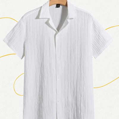 Look Trendy Men Self Design Casual White Shirt