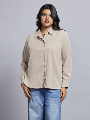 Globus Women Solid Formal Beige Shirt