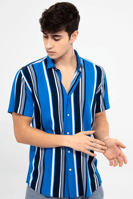 COMBRAIDED Men Striped Casual Black, Grey Shirt