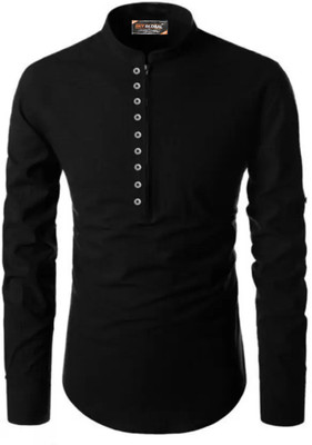 Sky Global Men Solid A-line Kurta(Black)