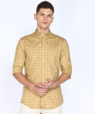 PETER ENGLAND Men Checkered Casual Brown Shirt