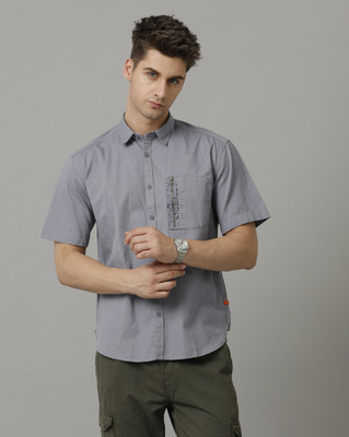 VOI JEANS Men Solid Casual Light Blue Shirt