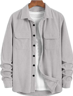 DENEEJA Men Solid Casual Silver Shirt