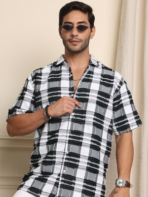 METRONAUT Men Checkered Casual Black, White, Grey Shirt