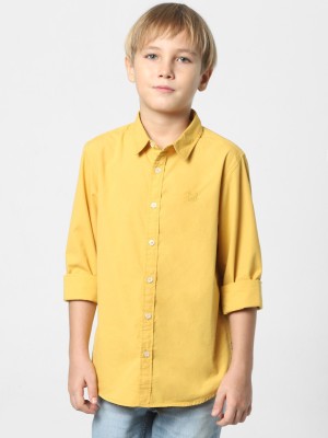 Jack & Jones Junior Boys Solid Casual Yellow Shirt