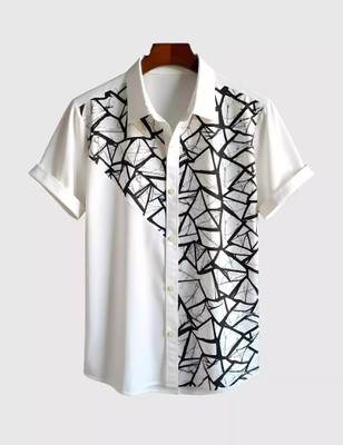 Clothbar Men Printed Casual White, Black Shirt