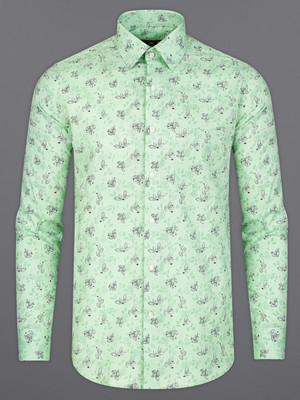 HOC Men Printed Casual Green Shirt