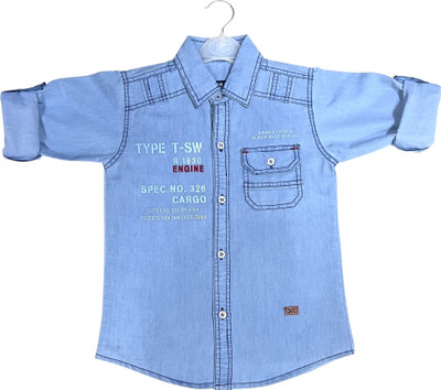 Cremlin Clothing Boys Washed Casual Light Blue Shirt