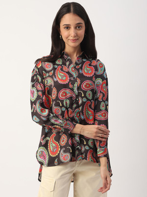VASTRADO Women Printed Casual Black Shirt