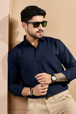 STONEBERG Men Solid Formal Dark Blue Shirt