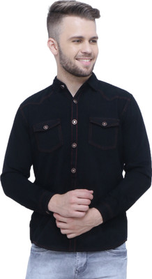 KUONS AVENUE Men Solid Casual Black Shirt