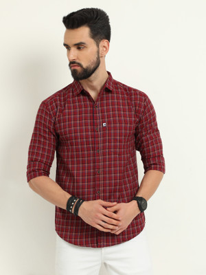 ALLWIN PAUL Men Checkered Casual Red Shirt