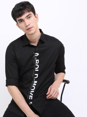 HIGHLANDER Men Printed Casual Black Shirt