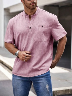 Kesar Collection Men Solid, Self Design Casual Pink Shirt