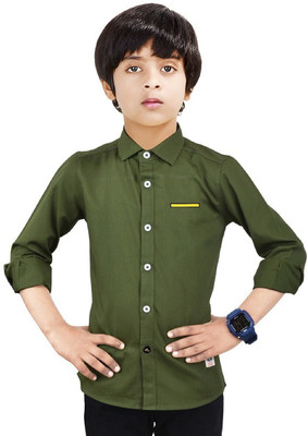 MADE IN THE SHADE Boys Solid Casual Dark Green Shirt