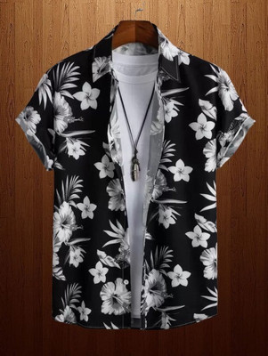 FRELURO Men Printed Casual Black Shirt