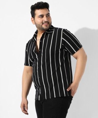 Instafab Plus Men Printed Casual Black, White Shirt