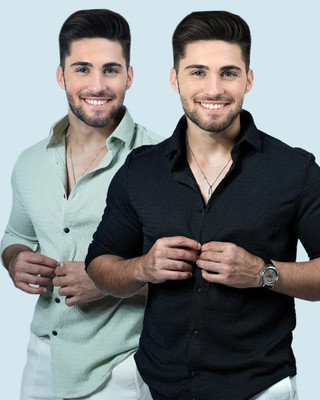 Marmic Fab Men Solid Casual Black, Light Green Shirt(Pack of 2)