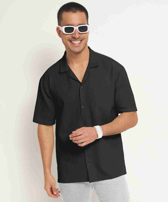 SOUNDRYAFABRIC Men Solid Casual Black Shirt