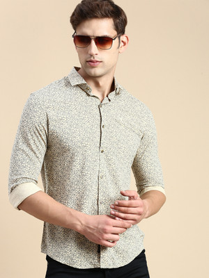 SHOWOFFFF Men Printed Casual Beige Shirt
