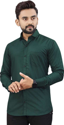 MCREW Men Solid Casual Green Shirt