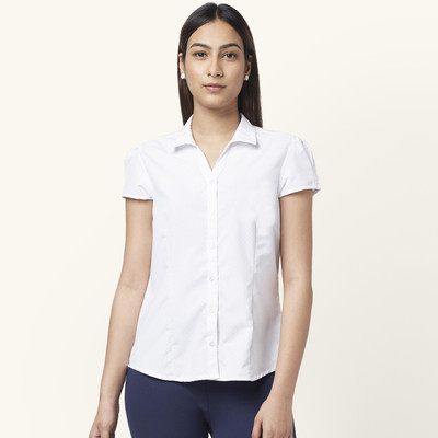Annabelle by Pantaloons Women Solid Casual White Shirt