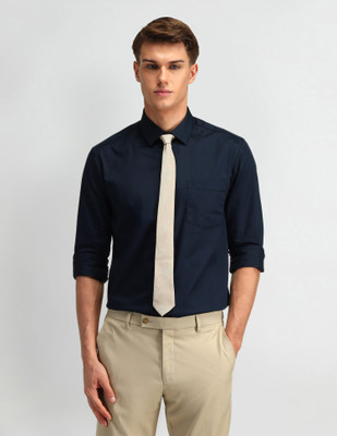ARROW Men Solid Formal Blue Shirt