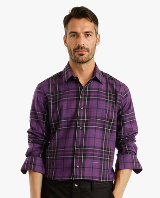 RARE RABBIT Men Checkered Casual Purple Shirt