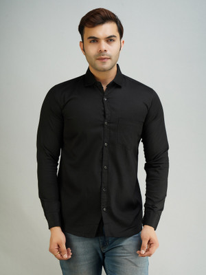 youth first Men Solid Casual Black Shirt