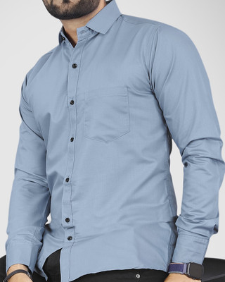 NIVICK Men Solid Casual Blue Shirt
