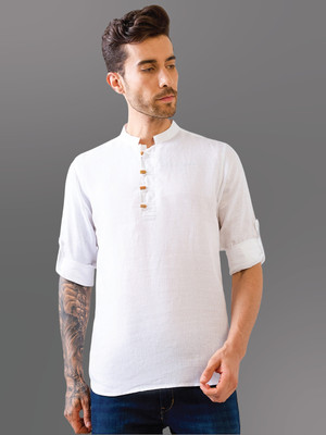 Indiqlo Men Solid Casual White Shirt