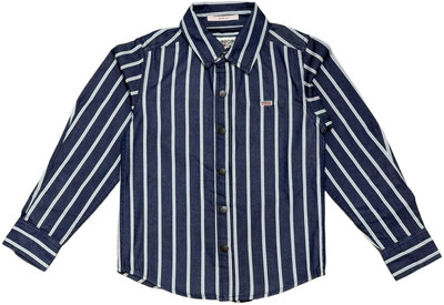 Junior Club Boys Striped Casual Blue Shirt
