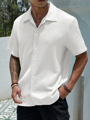 Hityani Men Self Design Casual White Shirt